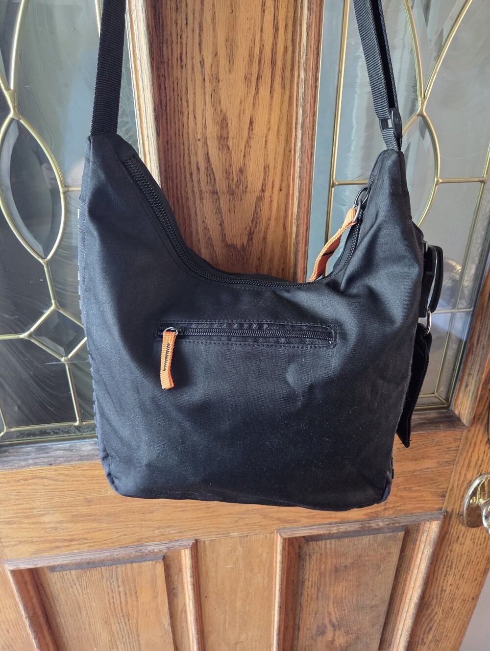 Rusk Black Canvas and Nylon Shoulder Bag with Huge Zipper Accents - Picture 5 of 5